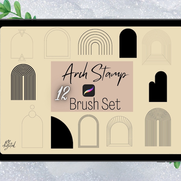 Arch Procreate Stamp Brush Set of 12| Minimalist Design Brush Stamp| Modern Rainbow Arc Arch Dome Curved Boho Stamp| Boho Procreate Brush