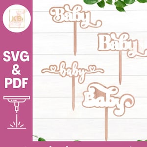 Baby Shower Script Gender Neutral Cake Topper SVG und PDF-Datei, Laser geschnitten Digitale Datei SVG, verbundenes Herz Cake Topper