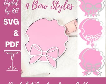 Coquette Bow Nail Tech Photo Prop Business Promo Display Sign, SVG PDF Laser Digital Download File, Nalfie Selfie Left and Right Hand
