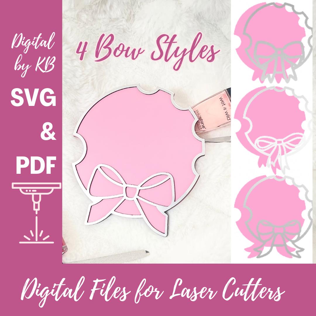 Suporte para fotos de tecnologia de unhas com laço coquete, placa de promoção comercial, arquivo SVG PDF para download digital a laser, selfie Nalfie para mão esquerda e direita