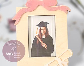 Coquette Bow 2026 Graduation Senior Wallet Photo Frame Diploma Magnet Laser Cut Digital SVG File Bundle,  Commencement Graduate Keepsake Pic