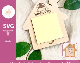 Realtor Marketing Home Gift Note Holder, Laser File SVG Digital Download, Sold and Welcome Home Real Estate Closing Gift, Pop by popup swag