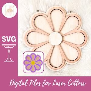 Enseigne murale suspendue en couches, fleur de marguerite, fichier SVG en téléchargement numérique pour machines de découpe laser, enseigne de fête peinture girly, salle de jeux pour filles de chambre d'enfant