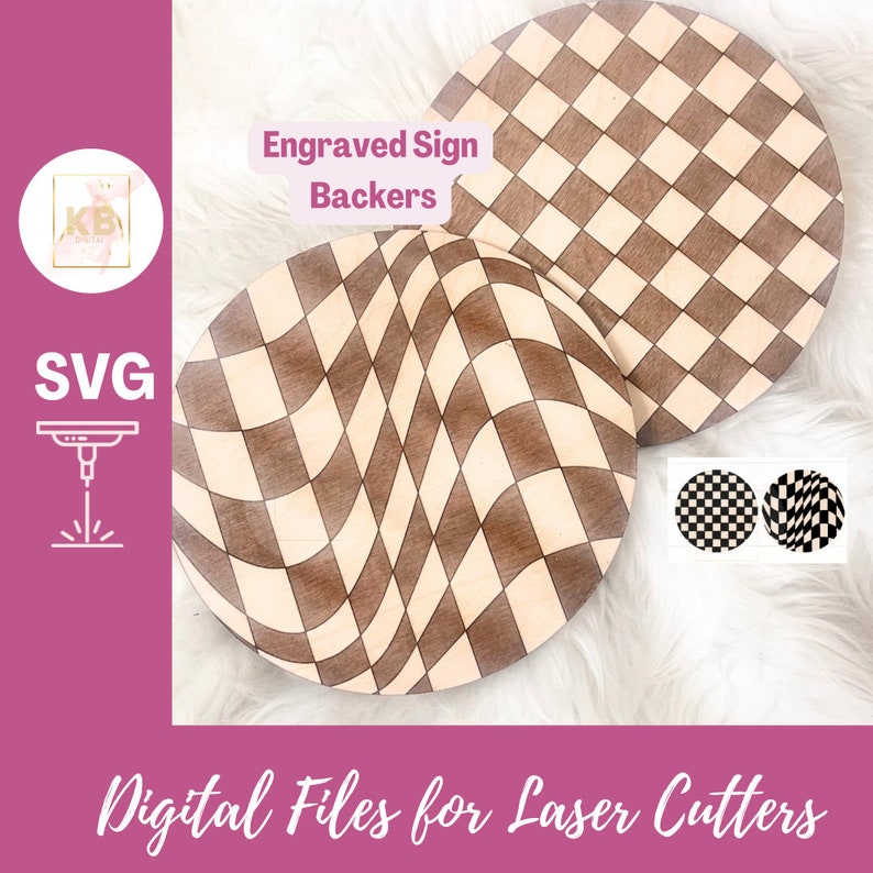Checkered Pattern Sign Checkered Retro Sign Backers SVG Digital Download Laser File, Warped ...