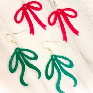 Coquette Bow Drop Dangle Earring SVG, Swag Drape Loopy Bow, Acrylic Scrapbuster Digital Download Laser File, Holiday Christmas Bow Findings