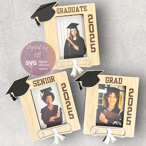 L'obtention du diplôme 2025 senior portefeuille cadre photo casquette diplôme aimant lot de fichiers SVG numériques gravés découpés au laser, photo souvenir de l'obtention du diplôme d'études supérieures