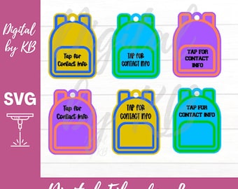Backpack 2025 Back to School Trend, Viral NFC Tag Keychain Contact ID School Bookbag, Tap for Contact Info SVG Digital Download Laser File