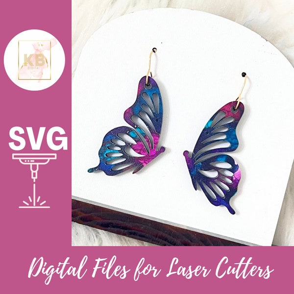 Butterfly Wing Laser Cut Drop Earring Digital File SVG, Acrylic Scrapbuster, Quick Laser Project, Diode Friendly Laser File, PatternPly File