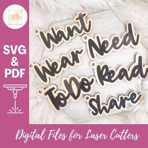 Quelque chose que vous voulez, avez besoin, porter, lire, faire, partager Noël SVG PDFFichier laser à téléchargement numérique, étiquette pour bas, étiquette cadeau réutilisable, enfants 4Gift