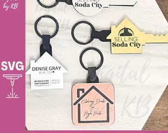 Realtor Business NFC Keychain Bundle, Real Estate Digital SVG Laser File, Tap Contact Social Media Icons, Tap to book Shop Logo Sign Custom