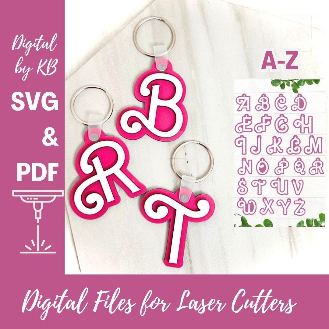 Monogram Alphabet Letter Keychains A-Z, SVG and PDF Digital Laser File ...