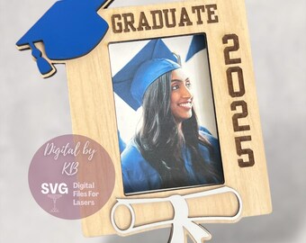 Wallet Photo Frame,2025 Graduation Senior Cap Diploma Magnet Laser Cut Engraved Digital SVG File Bundle,  Commencement Graduate Keepsake Pic