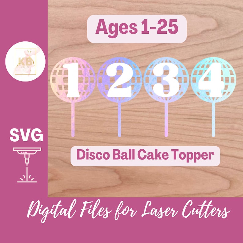 Disco Mirror Ball Retro Layered Numbers Caketopper SVG Digital Download ...
