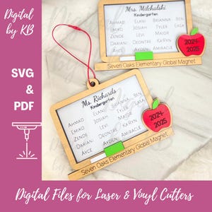 Lehrer Geschenk Tafel Whiteboard Magnet Verzierung Digitale Laserdatei SVG und PDF, Klassennamen Dienstplan Jahresende Wertschätzung