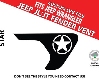 Digital Instant File, SVG Vector, Fits Jeep Wrangler JL/JT 2018+, Cricut Decal/Sticker Cut file, Army Star