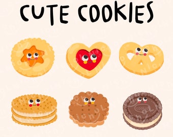 Kawaii Cookies Clipart, Cute Food PNG (Commercial Use)