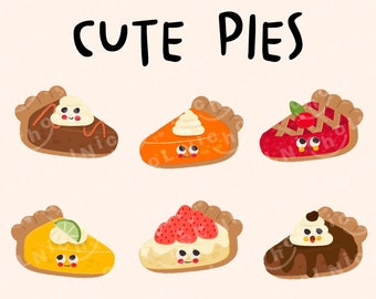 Cute Kawaii Pies Clipart, Commercial Use (PNG)