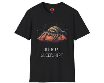 Jumping Spider Unisex Loungewear Shirt, Cotton Softstyle Tee, Spider Lover Gift - "Official Sleepshirt"