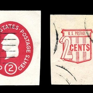 1903 Scott # U538 2c + 2c Surcharge Carmine - George Washington Cut Corner - Selection of 2 - Used Condition