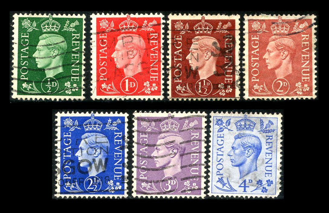 イギリス - ジョージ 6 世 1937-1950 切手 7 枚の決定版セレクション