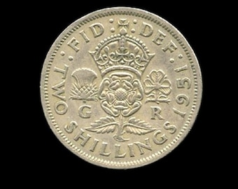 1953 イギリス 2シリング 資産防衛 現物投資 アンティーク 1955年 2シリング・フローリン貨幣：イギリスの宝飾品用白銅貨 - Etsy 日本