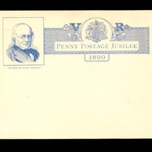 Grande-Bretagne 1890 - Grande-Bretagne - Carte postale (1) émise pour le jubilé du premier penny Black Timbre-poste - Avec Sir Rowland Hill