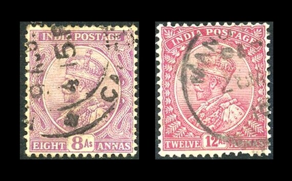 1911-1918 India George V Stamps – Purple & Carmine Lake, SG #182