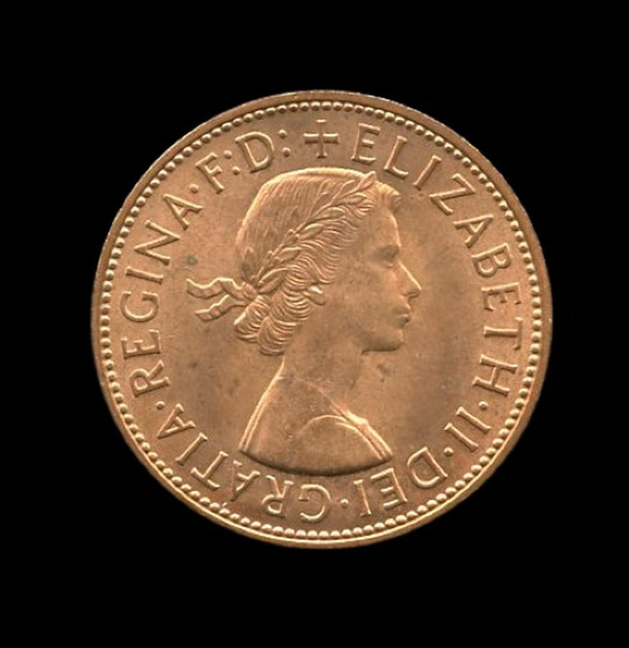 Britain 1966 - Queen Elizabeth II Bronze Penny, Uncirculated, #E66
