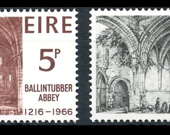 Irlanda 1966 - Scott n.° 218-219 - Abadía de Ballintubber: Juego completo - Impecable, sin bisagras
