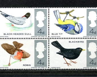CLEARANCE - Great Britain 1966 - British Birds - Se Tenant Block of 4 - Mint Never Hinged Condition