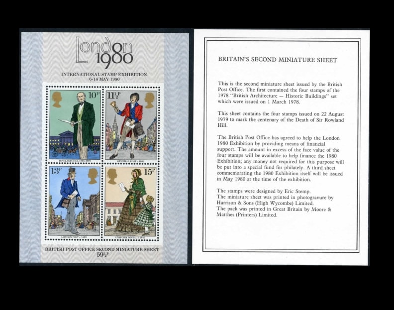 Great Britain 1979 - London International Stamp Exhibition - Second Miniature Sheet Issued by the Royal Mail - Mint Never Hinged Condition