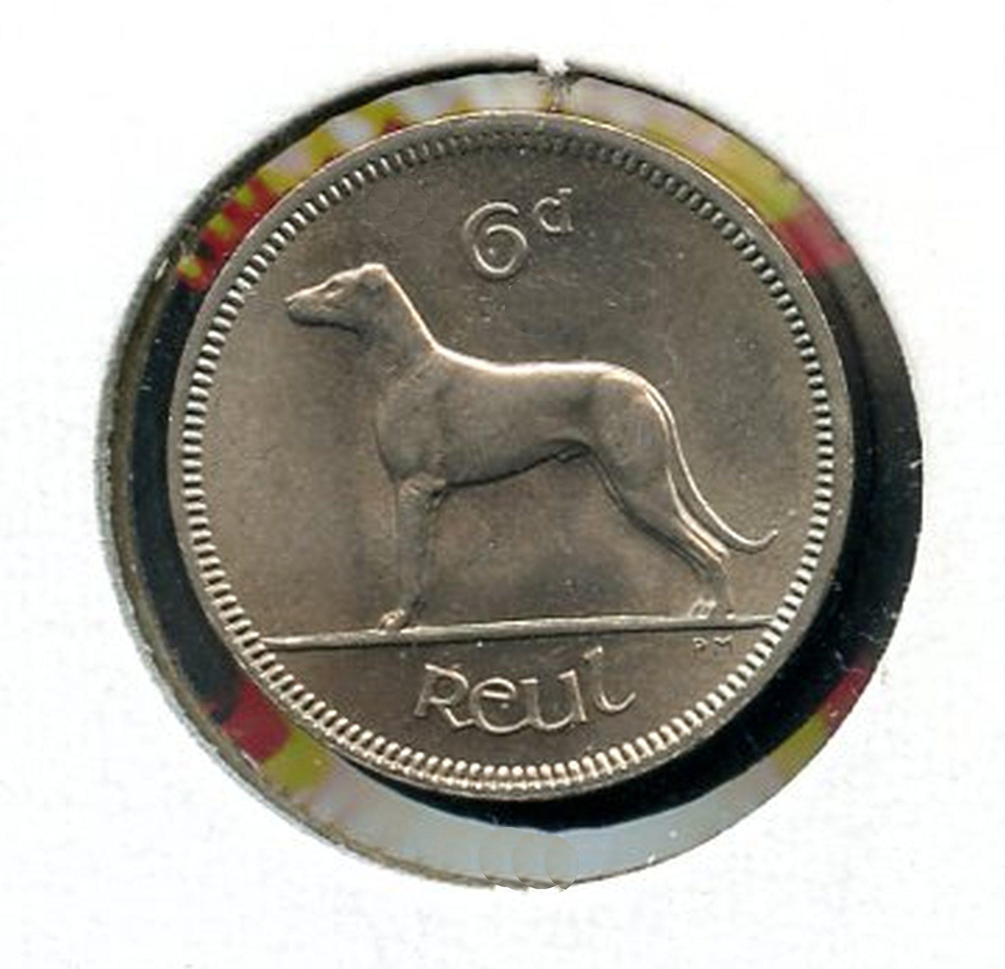 Ireland 1968 Cupro-nickel Six Pence - Ref: 68E6-04, Brilliant