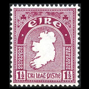 Irlande 1940 Scott #108 deuxième série définitive rubis 1 1/2 p - carte de l'Irlande - état neuf sans charnières