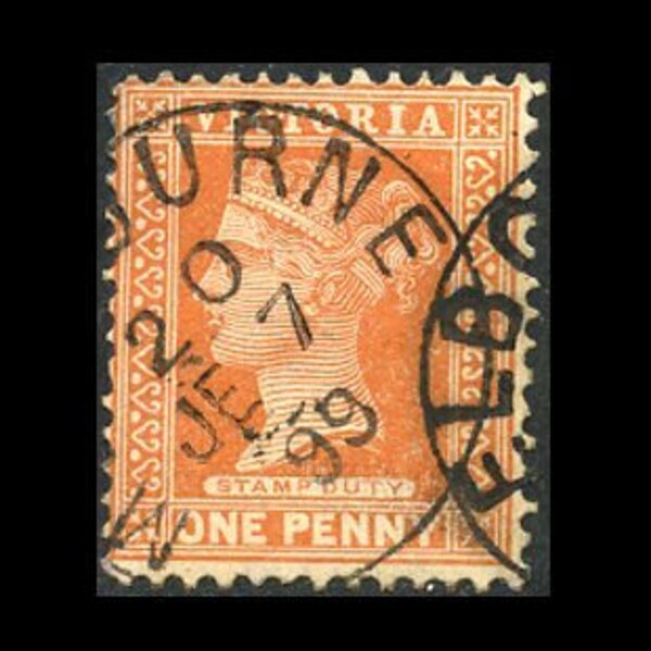 Victoria - Australia SG #332 - Queen Victoria - 1896 -  1 Penny Stamp Duty - Brown Red - Nice Melbourne Cancellation - Fine Used Condition