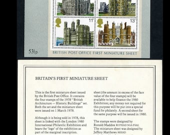 Great Britain 1978 - London International Stamp Exhibition - First Miniature Sheet Issued by the Royal Mail - Mint Never Hinged Condition