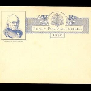 Grande-Bretagne 1890 - Grande-Bretagne - Carte postale (2) émise pour le jubilé du premier penny Black Timbre-poste - Avec Sir Rowland Hill