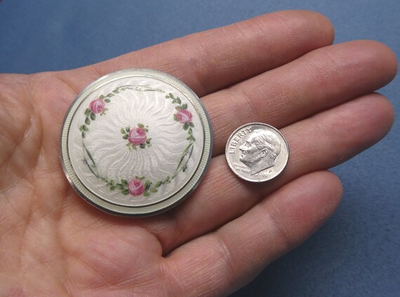 Antique Sterling Silver Edwardian Guilloché Brooc… - image 5