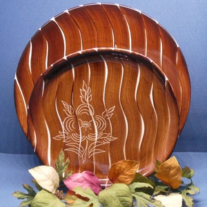 Vintage Purinton Slip Ware Brown Intaglio Plates, Set of Two