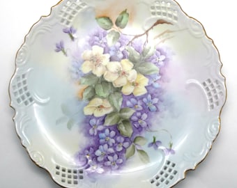 Vintage Kathryn Heiss Hand Painted Floral  Collectible Porcelain Plate, 1970