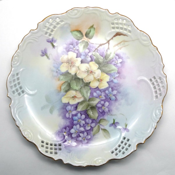 Vintage Kathryn Heiss Hand Painted Floral  Collectible Porcelain Plate, 1970