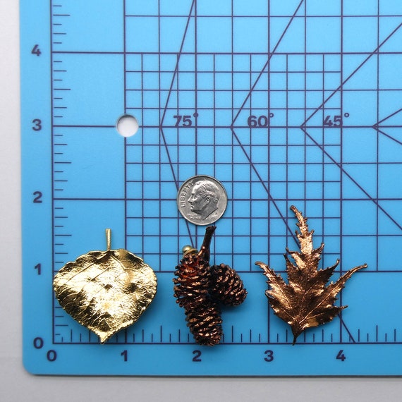 Vintage Gold and Copper Dipped Real Leaf and Mini… - image 4