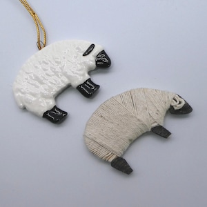Set of Two Vintage Flat Sheep Figurines