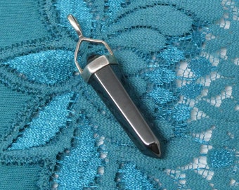 Vintage Sterling Silver and Double Point Magnetic Hematite Crystal Pendant