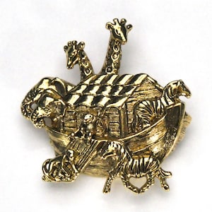 Vintage Noah’s Ark Gold-Toned Brooch