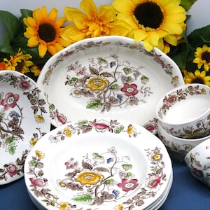 Vintage Enoch Wedgwood Windermere Multicolor Dishes, Set of 9