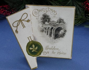 Antique Die-Cut Embossed Fold-Out Christmas Card
