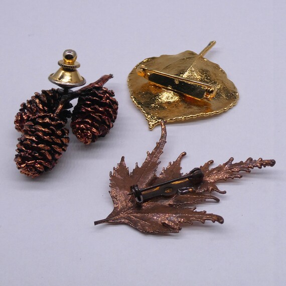 Vintage Gold and Copper Dipped Real Leaf and Mini… - image 3