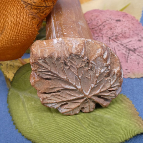 Unique Primitive Terracotta Clay Embossing Stamp -- Maple Leaf “Caprichosa”