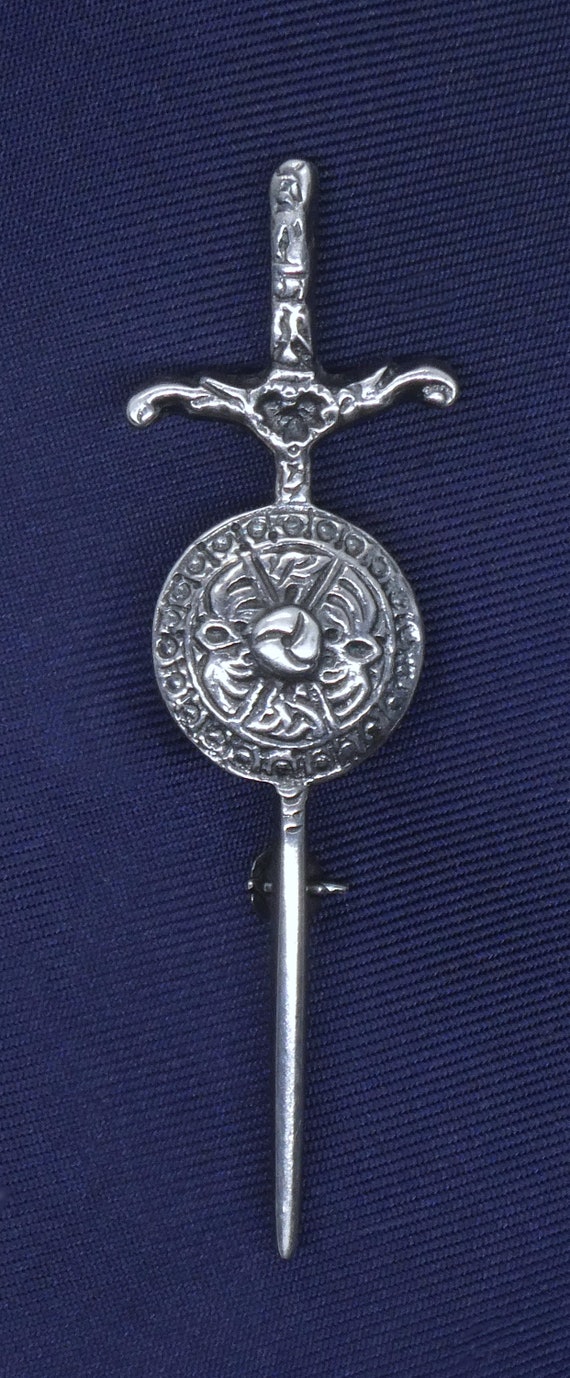 Vintage Scottish Kilt Pin, 2-1/2” Sterling Silver 