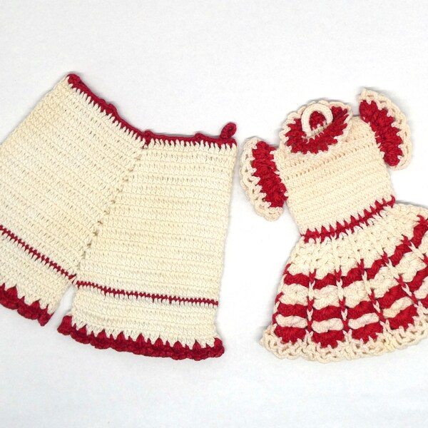 Vintage Hand-Crocheted Dress and Bloomers Potholders